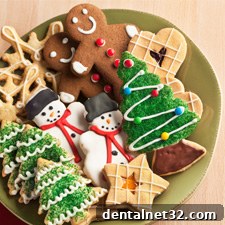 Assortment of festive holiday cookies on a plate