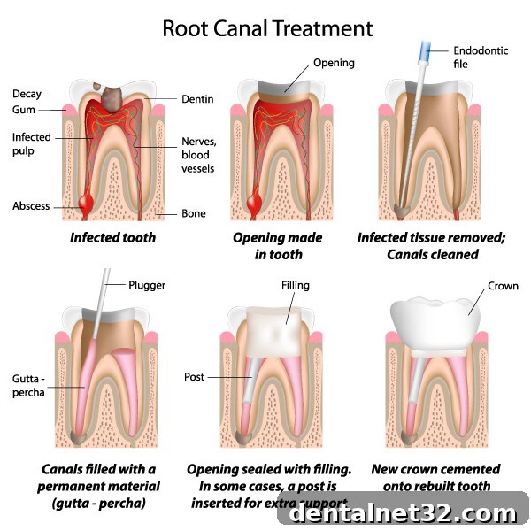 Diagram explaining the root canal procedure