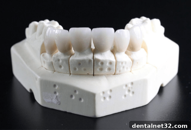 A detailed diagram showing a dental crown being placed over a prepared tooth.