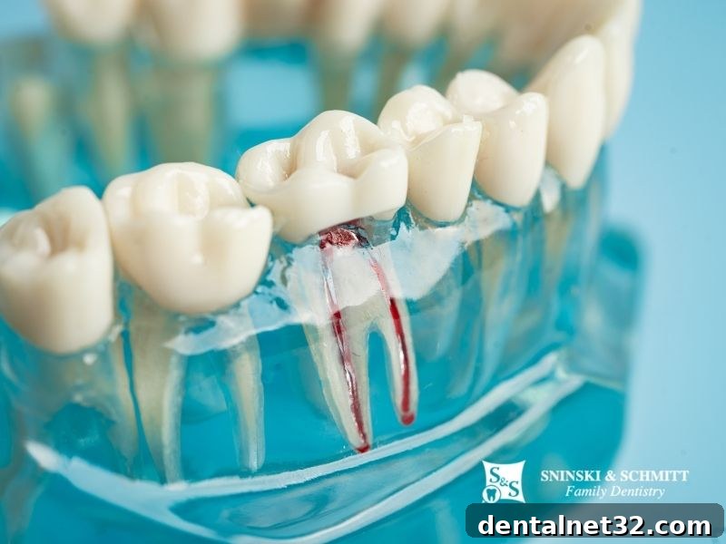 A person pointing to their jaw, indicating tooth pain that may require a root canal.