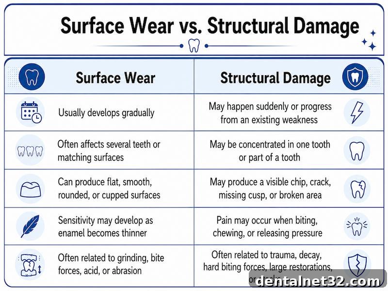 structural tooth damage vs surface wear